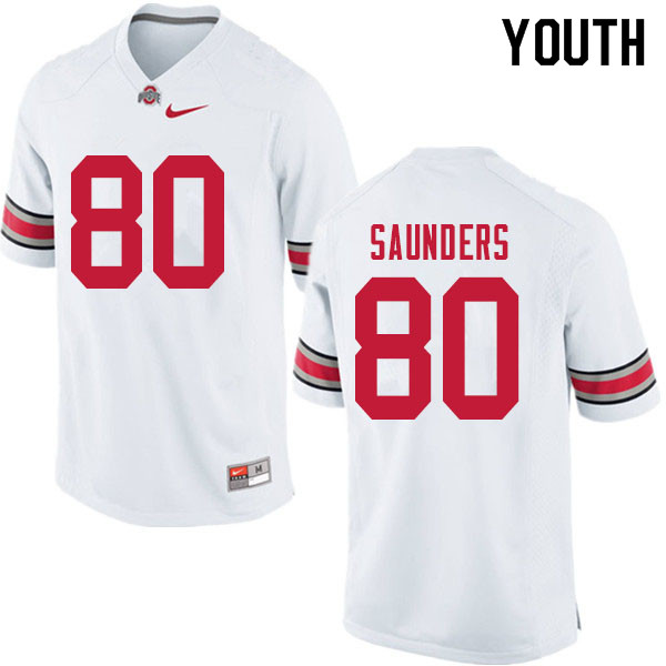 Youth #80 C.J. Saunders Ohio State Buckeyes College Football Jerseys Sale-White
